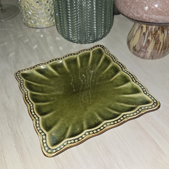 Roscher Hobnail Forest Green Square Salad Plate 8x8 | Like New w/ Tags - Picture 7 of 8